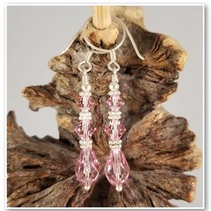 Pale Pink Swarovski & Sterling Silver Earrings
